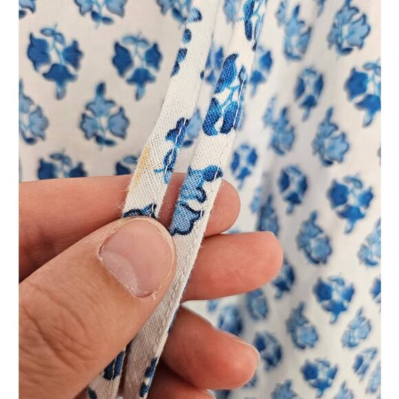 🆓 FREE J. Crew Factory Petite Blue White Printed Linen Blend Drawstring Pant 2P - Picture 6 of 8